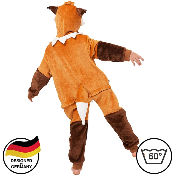 corimori 1851 Faye der Fuchs Kinder Jungen Mädchen Onesie Jumpsuit Anzug Kostüm Verkleidung Gr. 90-110cm Orange-Braun – Bild 5