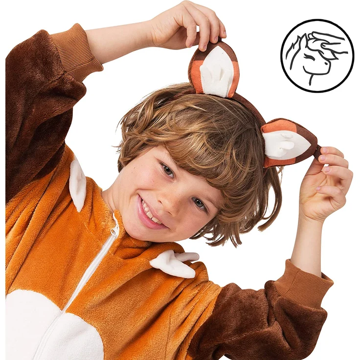 corimori 1851 Faye der Fuchs Kinder Jungen Mädchen Onesie Jumpsuit Anzug Kostüm Verkleidung Gr. 90-110cm Orange-Braun – Bild 4