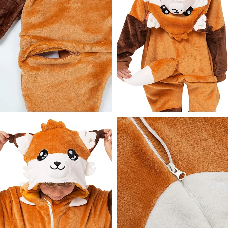corimori 1851 Faye der Fuchs Kinder Jungen Mädchen Onesie Jumpsuit Anzug Kostüm Verkleidung Gr. 90-110cm Orange-Braun – Bild 3
