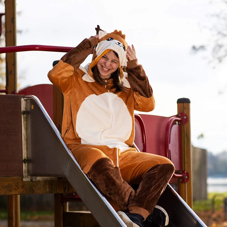 corimori 1851 Faye der Fuchs Kinder Jungen Mädchen Onesie Jumpsuit Anzug Kostüm Verkleidung Gr. 90-110cm Orange-Braun – Bild 6