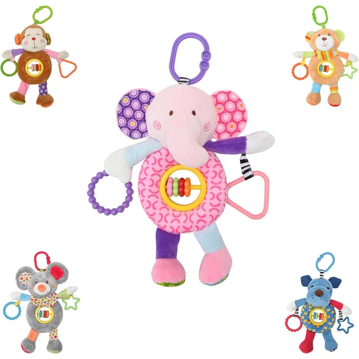 Lorelli Baby Kuscheltier Activitiy Spielzeug Plüsch, Greifling, C-Ring ab Geburt rosa