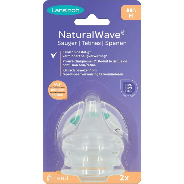 Lansinoh 75950 NaturalWave Sauger Große M, mittlerer Fluss, 2 Stück