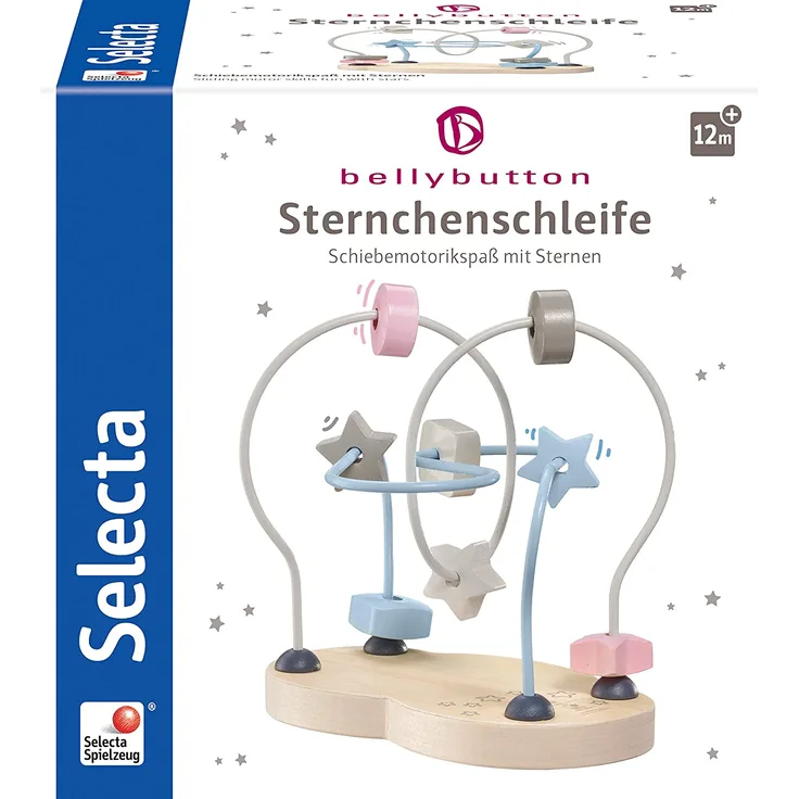 Selecta 64019 Sternchenschleife, Bellybutton, Motorikspielzeug aus Holz, 18 cm, bunt