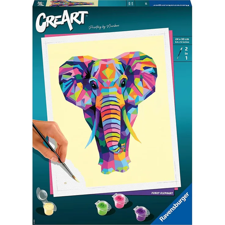Ravensburger – CreArt Elephant – Großes Format – Malen nach Zahlen Erwachsene – Kreative Aktivitäten – Entspannung – Bild zur Dekoration – ab 12 Jahren – 28995