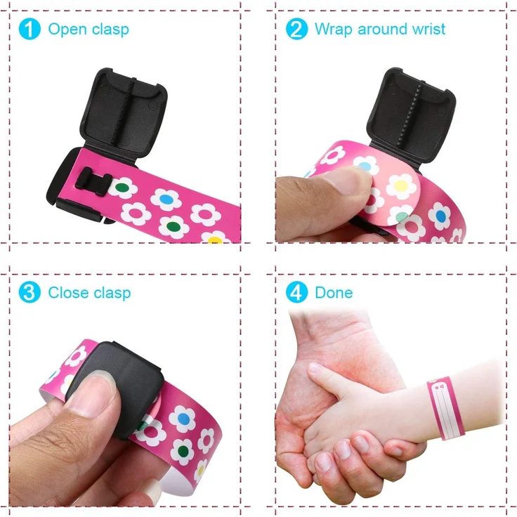 Vicloon Notfall-Armband für Kinder, 12 Stück SOS Armband mit 1 Marker Stift, ID Armband, Kinder Namensarmband Wasserdichtes Wiederverwendbares für Jungen, Mädchen & Kleinkind Baby – Bild 5