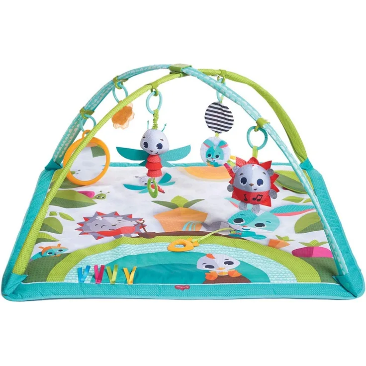 Tiny Love Baby Spieldecke Gymini Sunny Day Meadow Days, große multifunktionale Krabbeldecke mit 16 versch. Aktivitäten und verstellbaren Spielbögen, nutzbar ab der Geburt (0M+), 75 x 85 cm