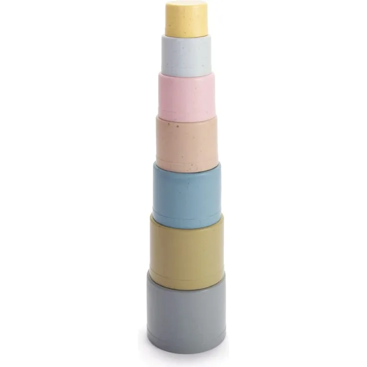 Dantoy No plastic! Stapelbecher, pastell, 7-teilig, aus Bio Kunststoff