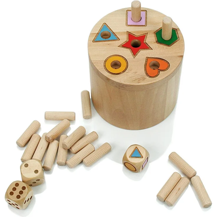 BestSaller 3020 'SUPER SIX' Holz, beidseitig bespielbar, auch für Kinder, 36 Spielstäbchen & 3 Würfel, Natur (1 Stück) – Bild 3