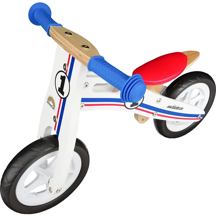 BIKESTAR Kinderlaufrad Lauflernrad Kinderrad für Jungen und Mädchen ab 2-3 Jahre | 10 Zoll Kinder Laufrad Holz | Weiß Blau Rot – Bild 4