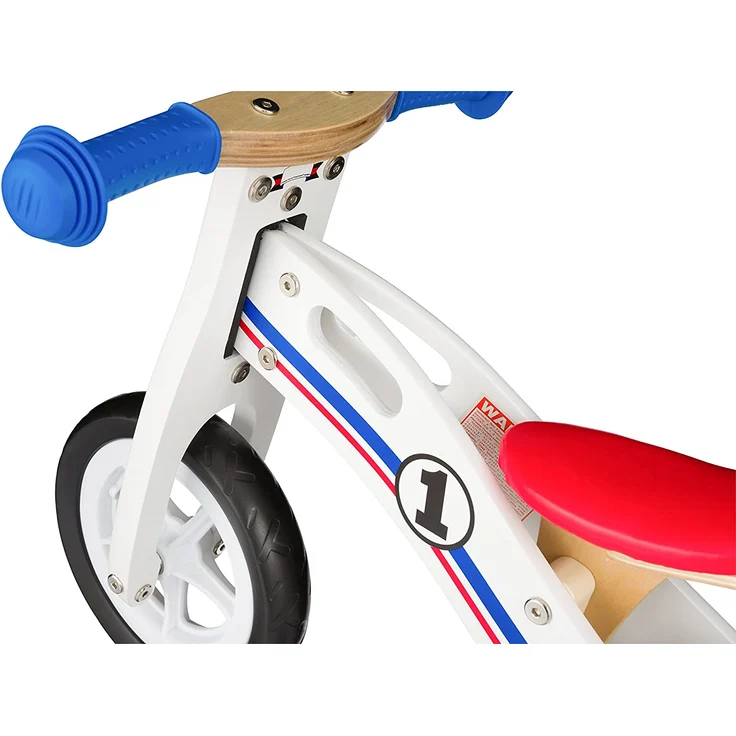 BIKESTAR Kinderlaufrad Lauflernrad Kinderrad für Jungen und Mädchen ab 2-3 Jahre | 10 Zoll Kinder Laufrad Holz | Weiß Blau Rot – Bild 6