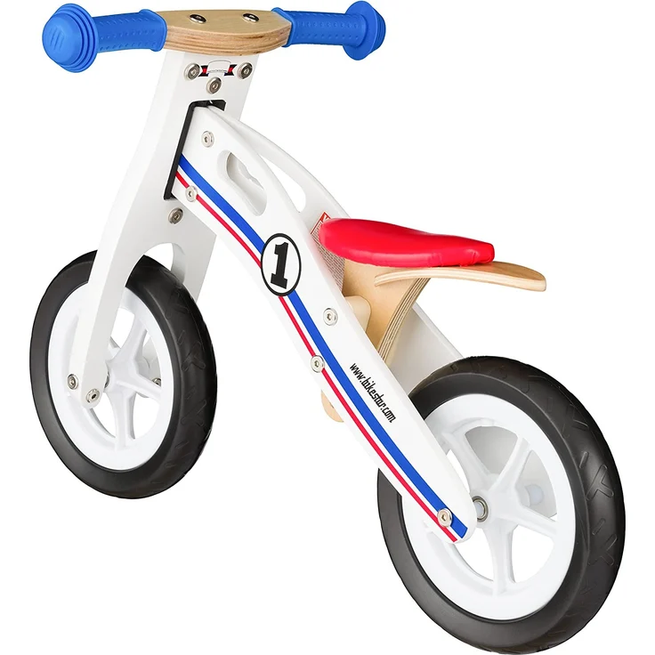 BIKESTAR Kinderlaufrad Lauflernrad Kinderrad für Jungen und Mädchen ab 2-3 Jahre | 10 Zoll Kinder Laufrad Holz | Weiß Blau Rot – Bild 3