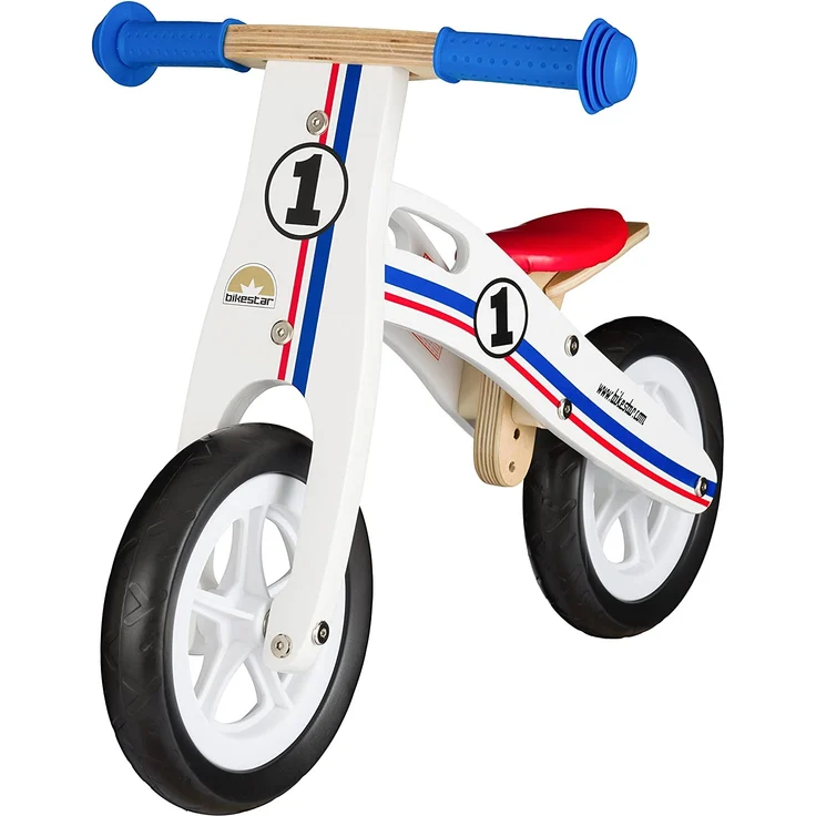 BIKESTAR Kinderlaufrad Lauflernrad Kinderrad für Jungen und Mädchen ab 2-3 Jahre | 10 Zoll Kinder Laufrad Holz | Weiß Blau Rot – Bild 5