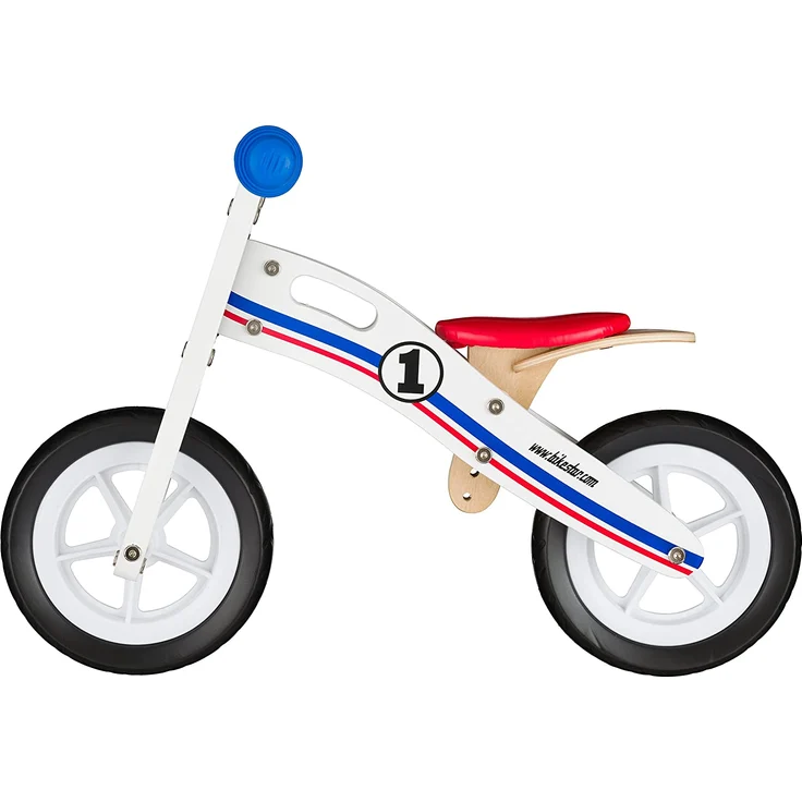 BIKESTAR Kinderlaufrad Lauflernrad Kinderrad für Jungen und Mädchen ab 2-3 Jahre | 10 Zoll Kinder Laufrad Holz | Weiß Blau Rot – Bild 2
