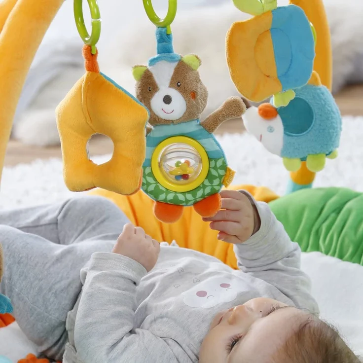 Fehn 071184 3-D-Activity-Nest Eule / Besonders weicher Spielbogen mit 5 abnehmbaren Spielzeugen für Babys Spiel & Spaß von Geburt an / Maße: Ø85cm – Bild 4