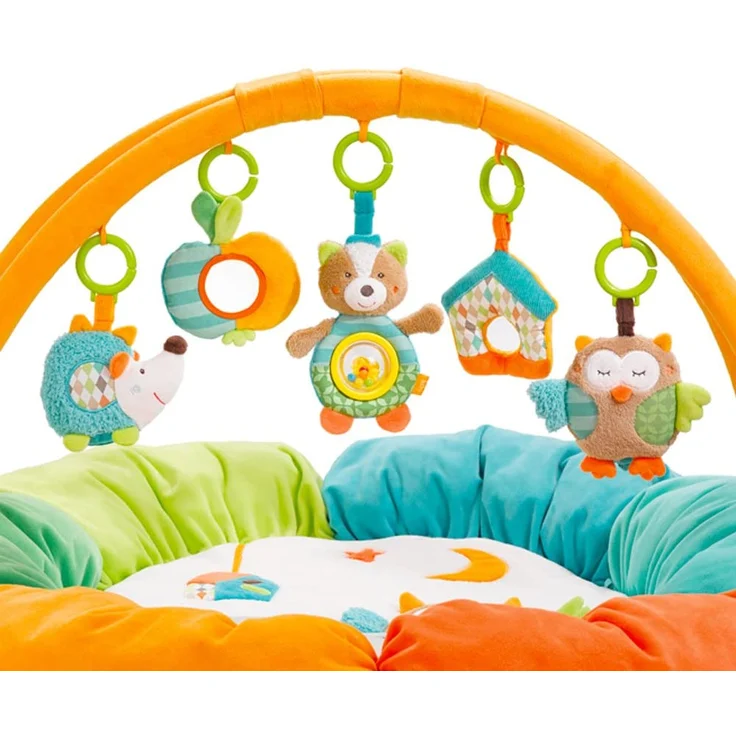 Fehn 071184 3-D-Activity-Nest Eule / Besonders weicher Spielbogen mit 5 abnehmbaren Spielzeugen für Babys Spiel & Spaß von Geburt an / Maße: Ø85cm – Bild 6