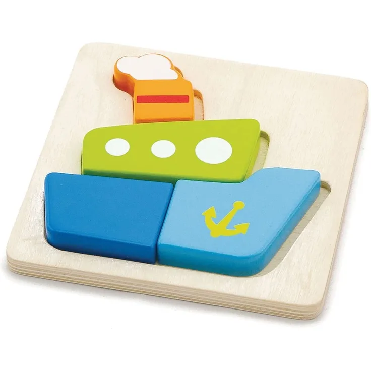 Viga Toys puzzlespiel Boot 14,5 x 14,5 cm Holz braun 5-teilig