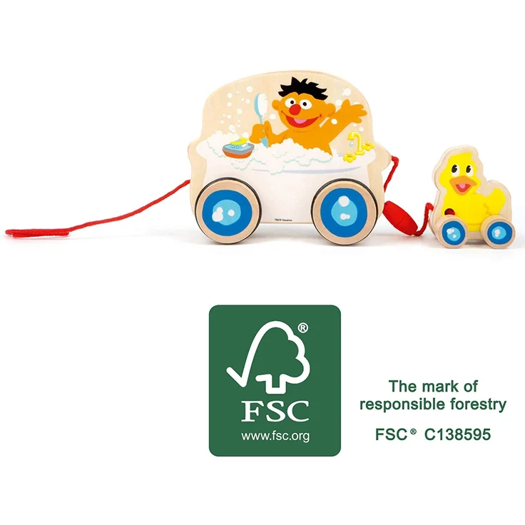 Small Foot 10980 Sesamstrasse Zieh-Badewanne aus Holz von der Marke, 100% FSC-Zertifiziert, Ziehspielzeug für Kinder ab 1Jahr Spielzeug, Mehrfarbig – Bild 4