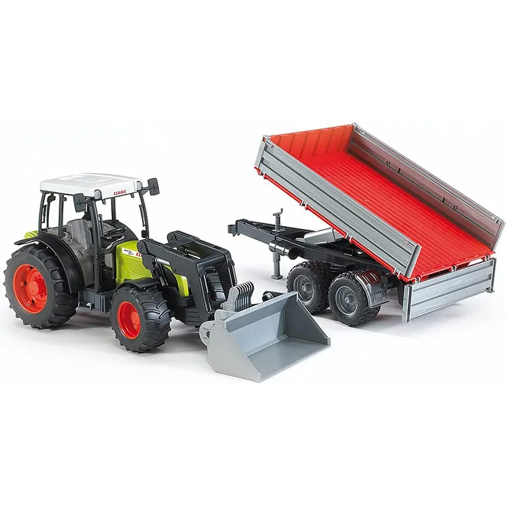 Bruder 02112 - Claas Nectis 267 F mit Frontlader & Bordwandanhänger - 1:16 Traktor Trecker Schlepper Bulldog Bauernhof Landwirtschaft Feldarbeit Maschine Kippanhänger Spielzeug