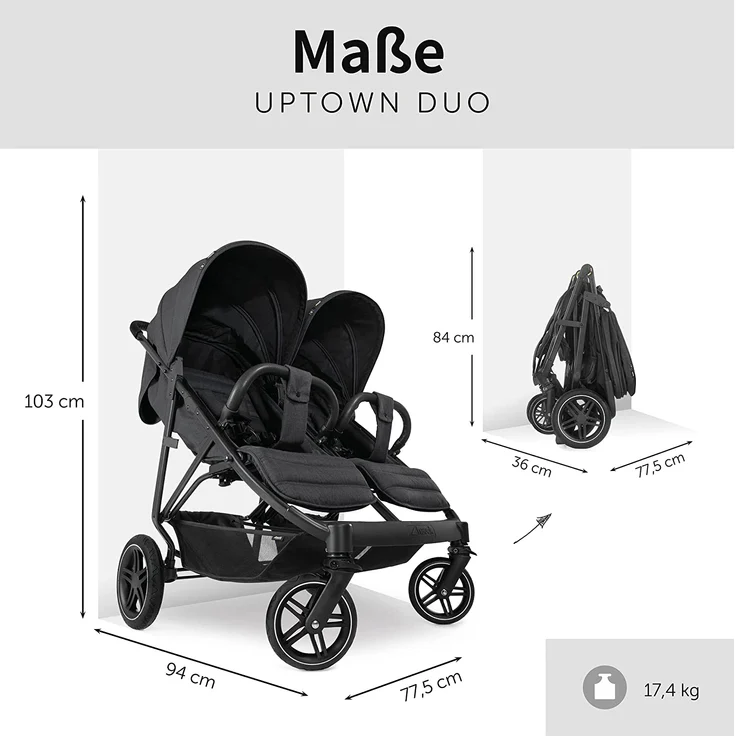 Hauck Uptown Duo Zwillingsbuggy Melange Black – Bild 5