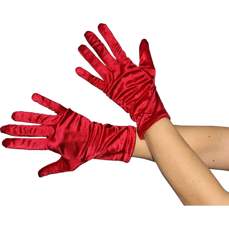 Foxxeo Kurze glänzende rote Handschuhe 20er Jahre Damen Fasching Kostüm