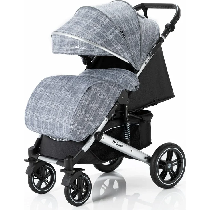 Daliya® Rapidy Buggy / Kinderwagen 0-36 Monate / Sportwagen mit Liegeposition / Wickeltasche, Winterfußsack, Ess- & Spieltisch und mehr Grau mit Muster – Silber – Bild 4