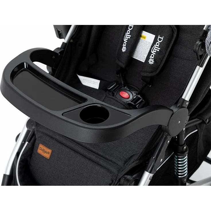 Daliya® Rapidy Buggy / Kinderwagen 0-36 Monate / Sportwagen mit Liegeposition / Wickeltasche, Winterfußsack, Ess- & Spieltisch und mehr Grau mit Muster – Silber – Bild 7