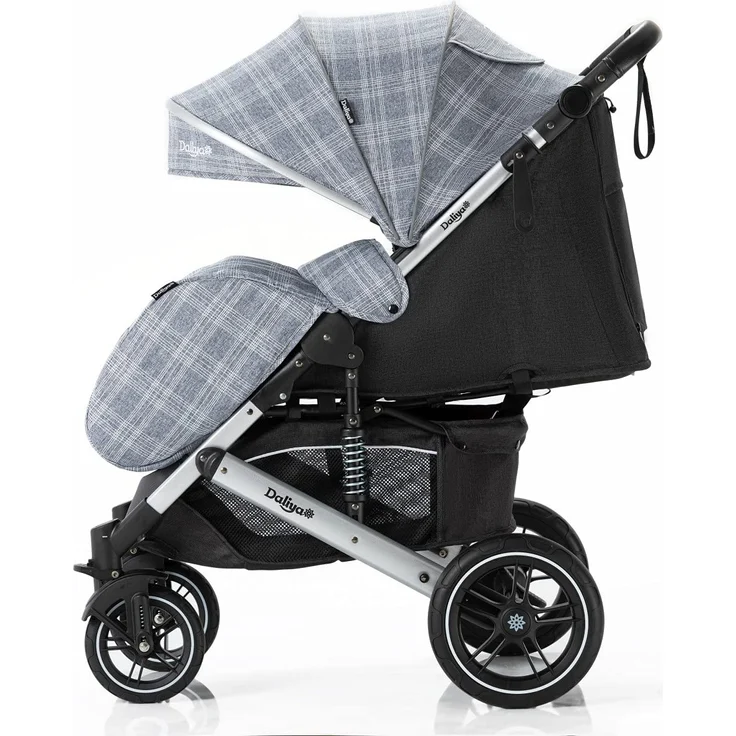 Daliya® Rapidy Buggy / Kinderwagen 0-36 Monate / Sportwagen mit Liegeposition / Wickeltasche, Winterfußsack, Ess- & Spieltisch und mehr Grau mit Muster – Silber – Bild 5