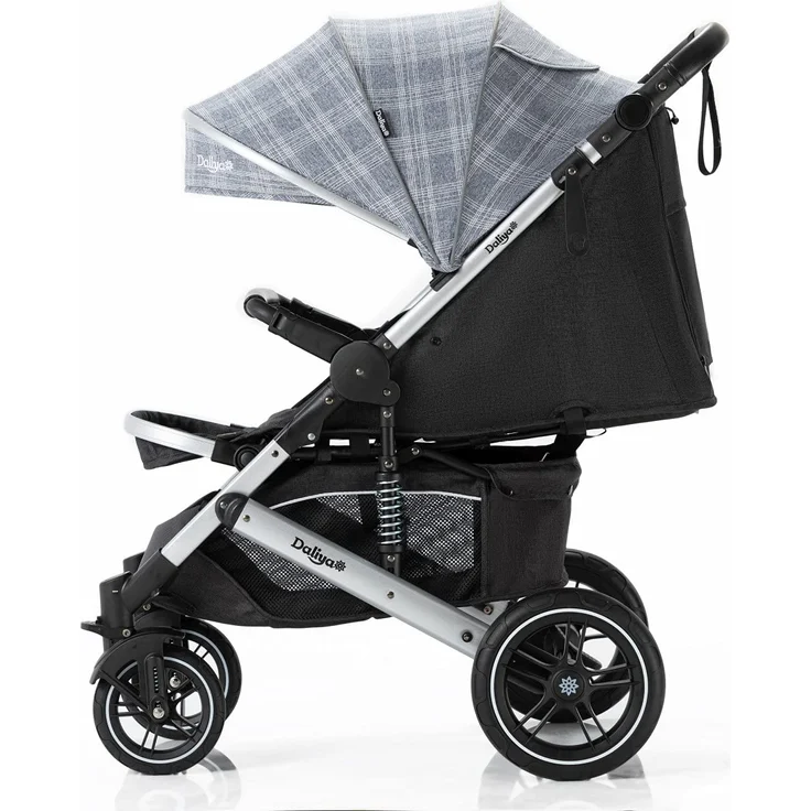 Daliya® Rapidy Buggy / Kinderwagen 0-36 Monate / Sportwagen mit Liegeposition / Wickeltasche, Winterfußsack, Ess- & Spieltisch und mehr Grau mit Muster – Silber – Bild 3