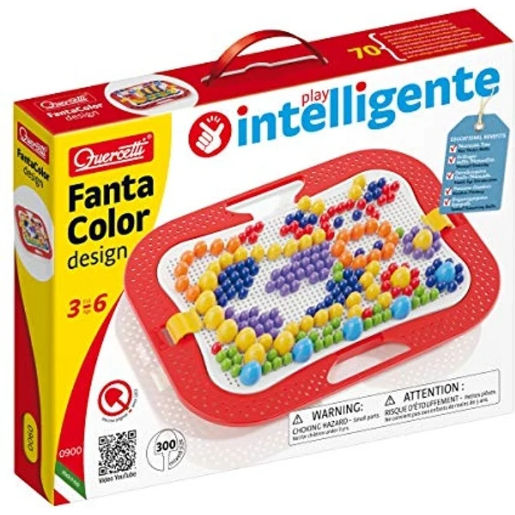 Quercetti 0900 - Mosaik-Steckspiel Fanta Color Design, 300 Stecker in 3 Größen (10,15,20mm) – Bild 2