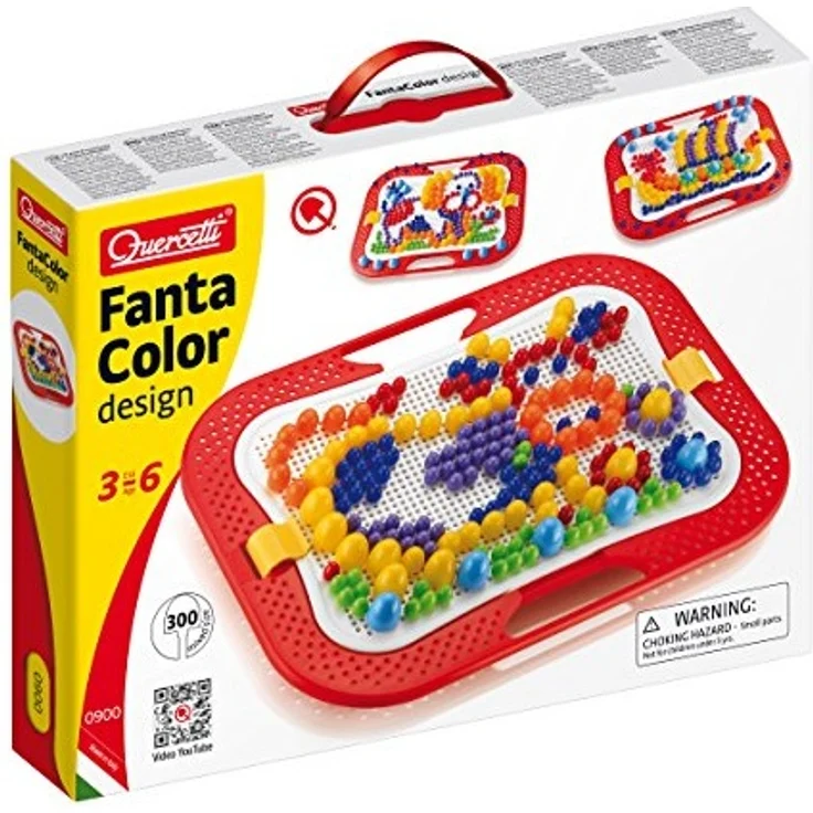 Quercetti 0900 - Mosaik-Steckspiel Fanta Color Design, 300 Stecker in 3 Größen (10,15,20mm) – Bild 3