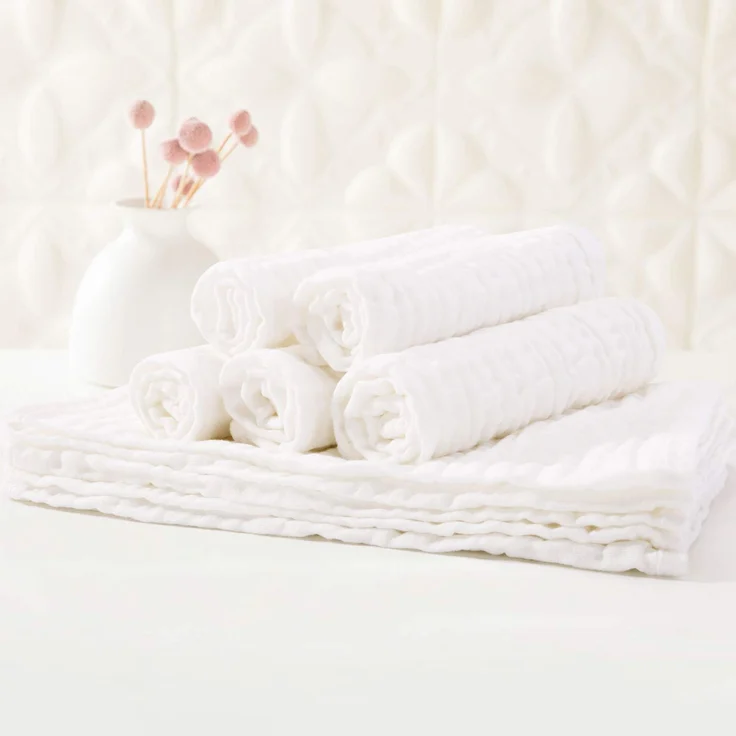 Mullwindeln Spucktücher 10er Stoffwindeln 30x49 cm Mulltücher Saugstark Waschlappen Baumwolle Faltwindeln für Baby Kochfest Premium Qualität Weiß YOOFOSS – Bild 7