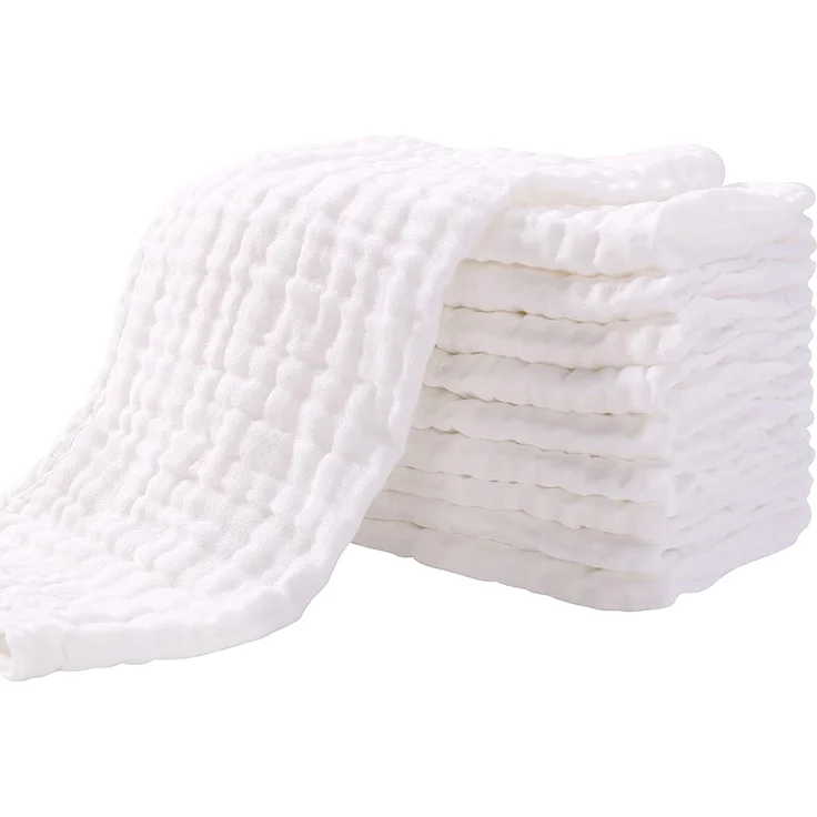 Mullwindeln Spucktücher 10er Stoffwindeln 30x49 cm Mulltücher Saugstark Waschlappen Baumwolle Faltwindeln für Baby Kochfest Premium Qualität Weiß YOOFOSS – Bild 1