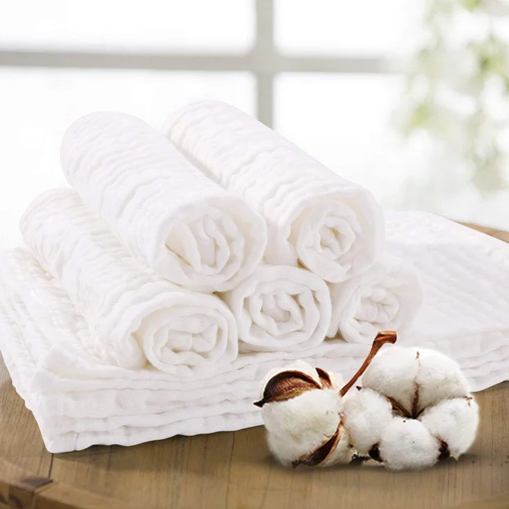 Mullwindeln Spucktücher 10er Stoffwindeln 30x49 cm Mulltücher Saugstark Waschlappen Baumwolle Faltwindeln für Baby Kochfest Premium Qualität Weiß YOOFOSS – Bild 5