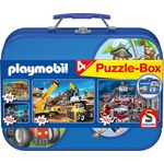 Schmidt Spiele 55599 Playmobil 2, Puzzle-Box im Metallkoffer, 2x60 und 2x100 Teile Kinderpuzzle, bunt