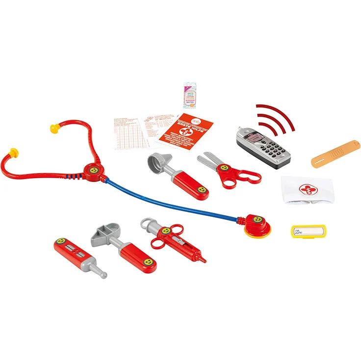 Theo Klein 4350 Arztkoffer mit Handy I Robuster Koffer mit Stethoskop, Spritze und vielem mehr I Mit batteriebetriebenem Handy mit Sound I Maße: 27 cm x 24 cm x 10 cm – Bild 3