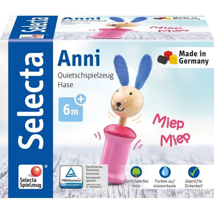Selecta 61057 Anni Hase, Greifling mit Quietsche, 17 cm