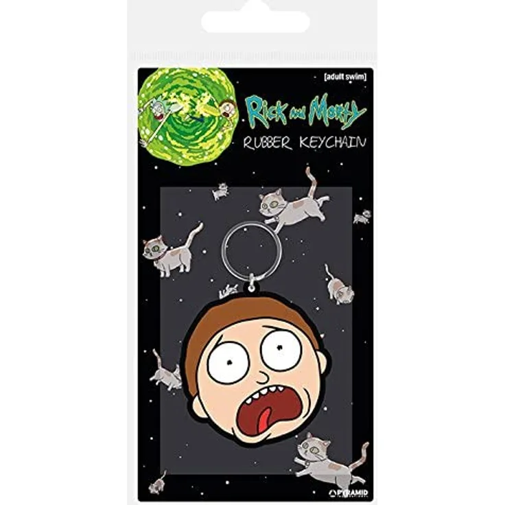 Rick & Morty Gummi-Schlüsselanhänger Morty Terrified Face 6 cm