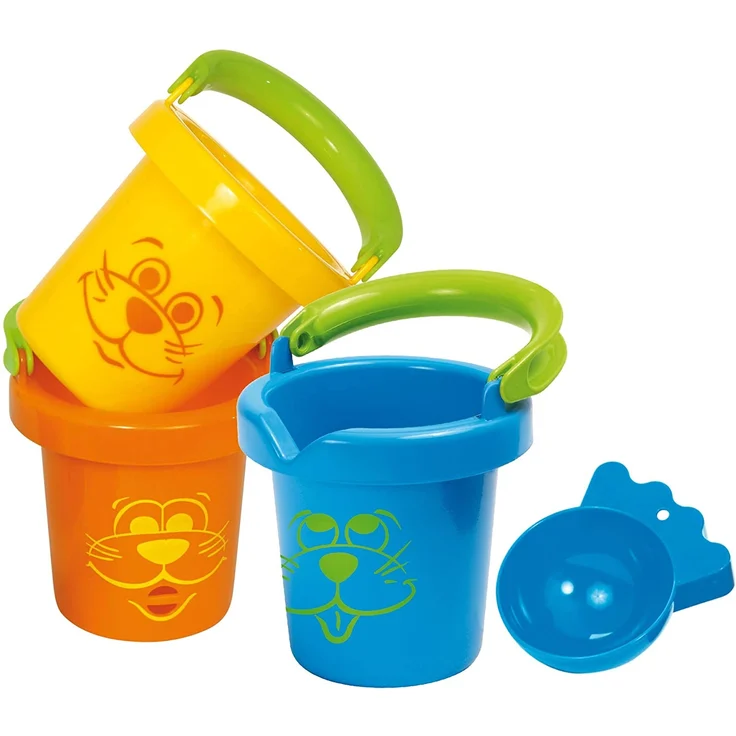 Gowi 558-12 Lustige Baby Eimer, 3teilig, im Netz, Wasserspielzeug – Bild 1