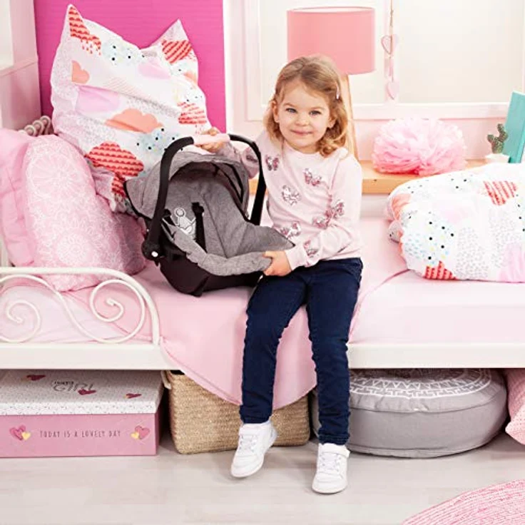Bayer Design 67910AA Puppen-Autositz EasyGo, Puppenzubehör, passend zu Vario-Puppenwagen, mit Abdeckung, grau mit Krone – Bild 5