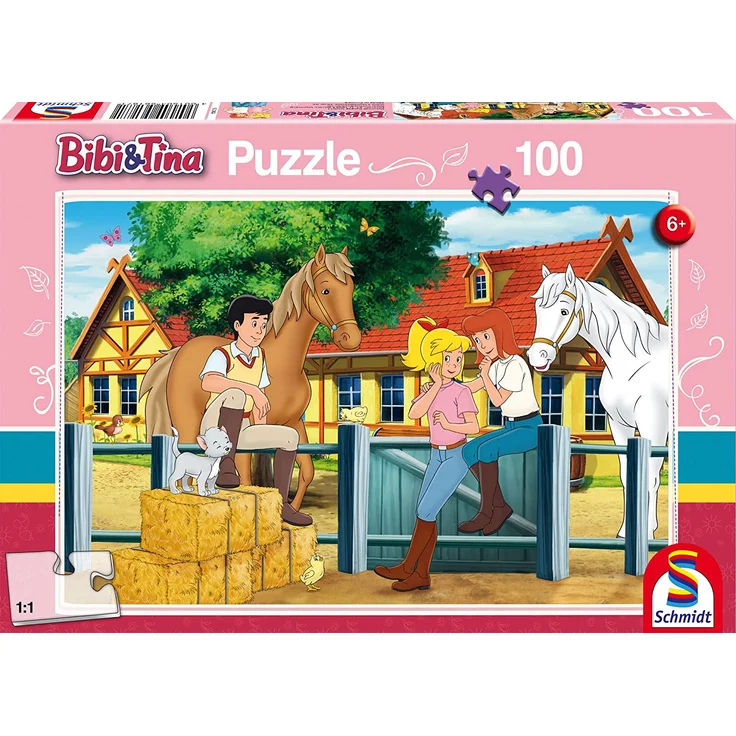 Schmidt Spiele Martinshof, 100 Teile Kinderpuzzle Bibi & Tina 56187, rosa – Bild 1