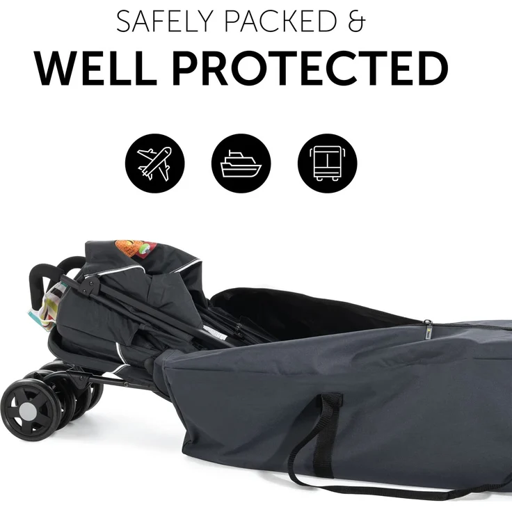 Hauck Bag Me, Transportasche, für Buggys, schmutzabweisendes, wasserabweisendes, strapazierfähiges Material, Schutztasche für Auto und Flugzeug, Buggytasche mit Trageriemen, grau, 115 x 31 x 31 cm – Bild 3