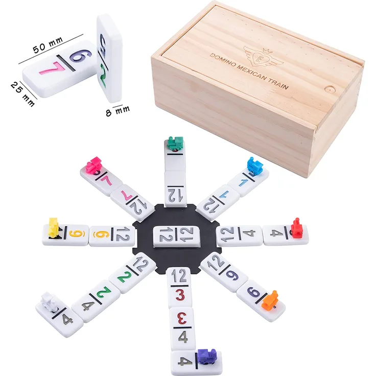dominospiel Mexikanischer Zug Holz natur/weiß 101 Stück