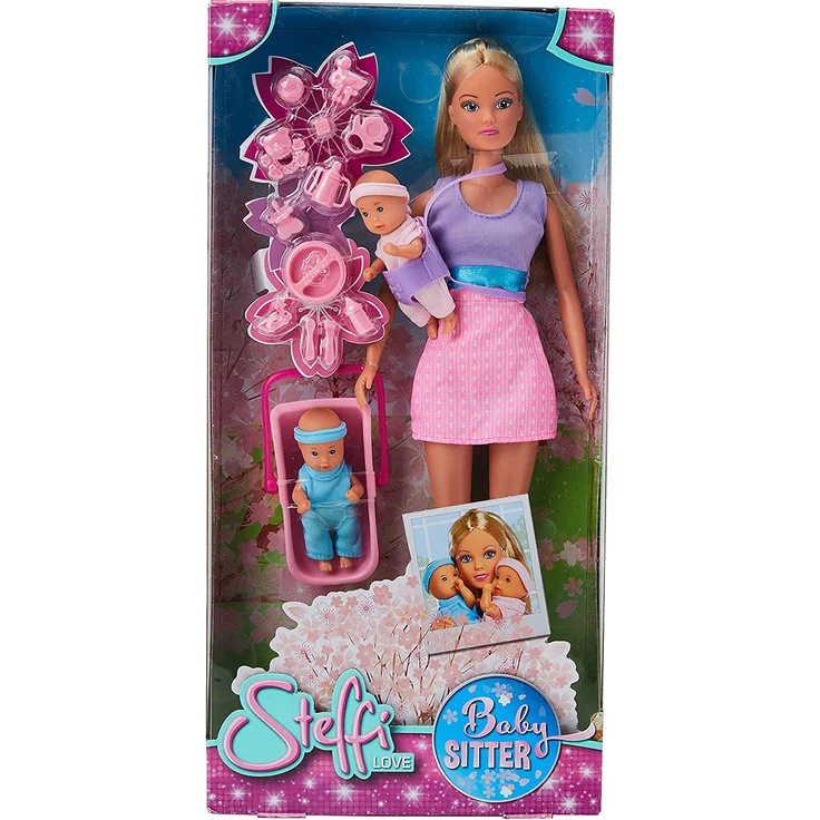 Simba 105730211 - Steffi Love Babysitter / mit zwei Babys / mit Baby-Tragegurt und Babyschale / Zubehör / Ankleidepuppe / 29cm, für Kinder ab 3 Jahren – Bild 1