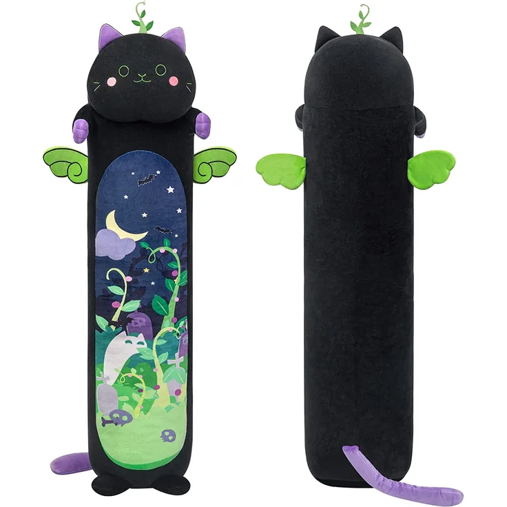 Mewaii 110CM Plüschtier Stofftiere für Kinder Kuscheltier Farbe Mint Katze Langes Wurfkissen Kawaii Katzen Plüsch Kissen Plüschtier Ausgestopftes Spielzeug Stofftiere Geschenk über 3 Jahren