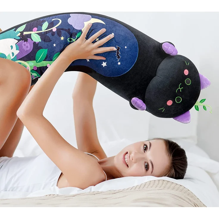 Mewaii 110CM Plüschtier Stofftiere für Kinder Kuscheltier Farbe Mint Katze Langes Wurfkissen Kawaii Katzen Plüsch Kissen Plüschtier Ausgestopftes Spielzeug Stofftiere Geschenk über 3 Jahren – Bild 5