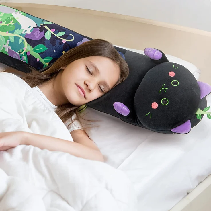 Mewaii 110CM Plüschtier Stofftiere für Kinder Kuscheltier Farbe Mint Katze Langes Wurfkissen Kawaii Katzen Plüsch Kissen Plüschtier Ausgestopftes Spielzeug Stofftiere Geschenk über 3 Jahren – Bild 6