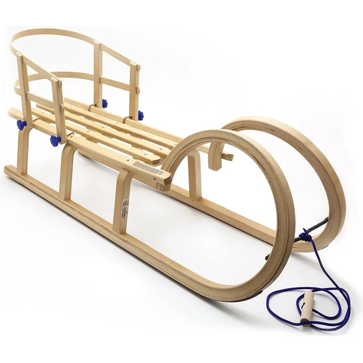 Holzfee Hörnerschlitten Colint Baran 110 RL Hörnerrodel mit Zugleine + Lehne Schlitten-Set