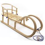 Holzfee Hörnerschlitten Colint Baran 110 RL Hörnerrodel mit Zugleine + Lehne Schlitten-Set
