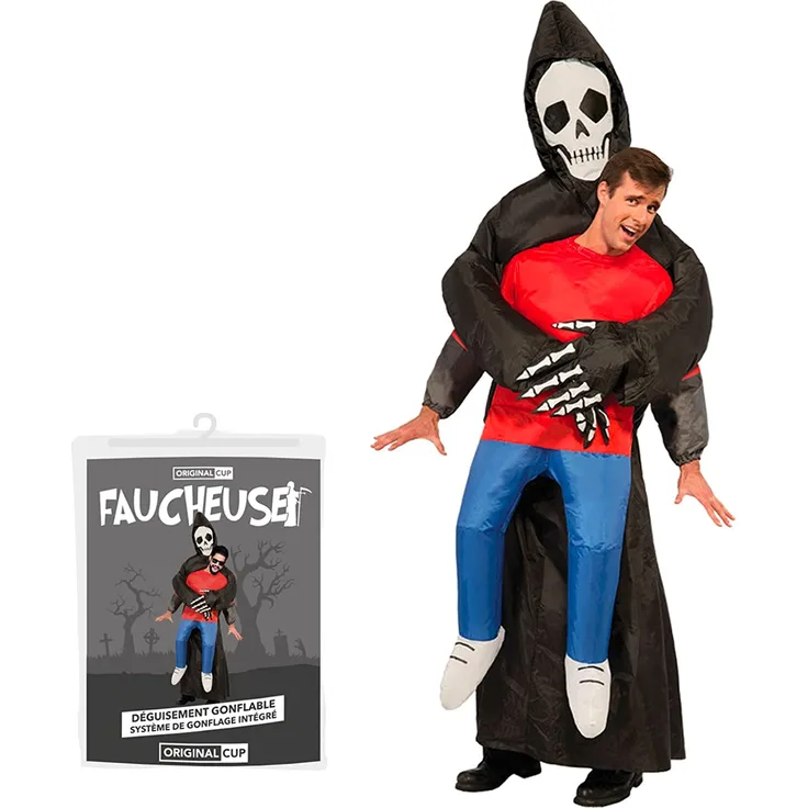 Aufblaseres Sensenmann-Kostüm | Aussergewöhliches Köstum für Halloween | Premium Qualität | Erwachsene | Polyester | Aufblassystem inbegriffen | OriginalCup®
