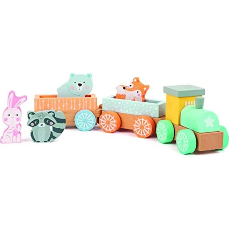 Small Foot - Animals Junior, Holzzug Pastell - 36 cm, 9-teilig
